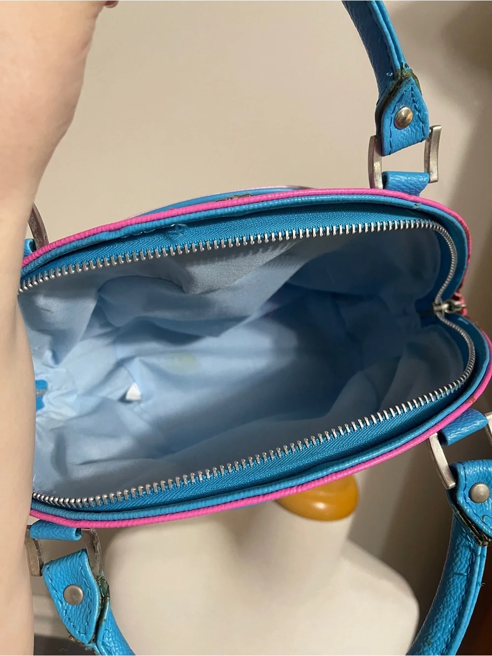 Barbie VTG Bon Voyage Pink & Blue Dome Satchel Bag